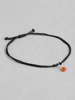 Black Thread Tribal Inspired Anklet With Carnelian Gemstone Charm