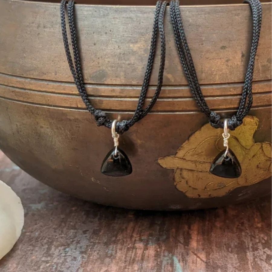 Black Thread Tribal Inspired Anklet With Onyx Gemstone Charm