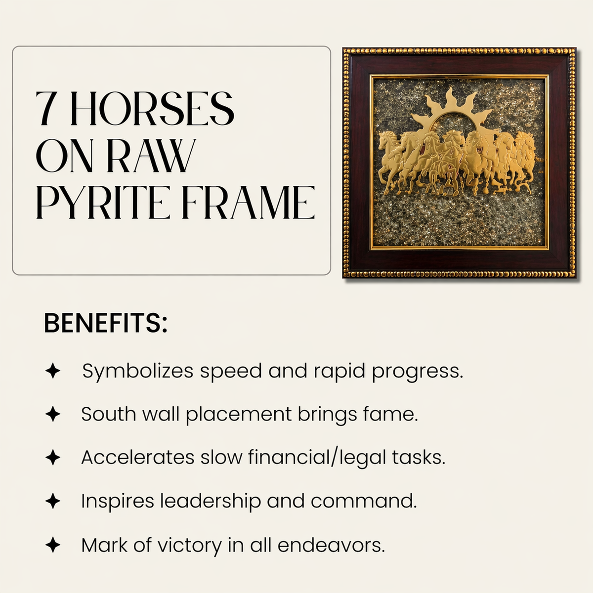 7 Horses on Raw Pyrite Frame