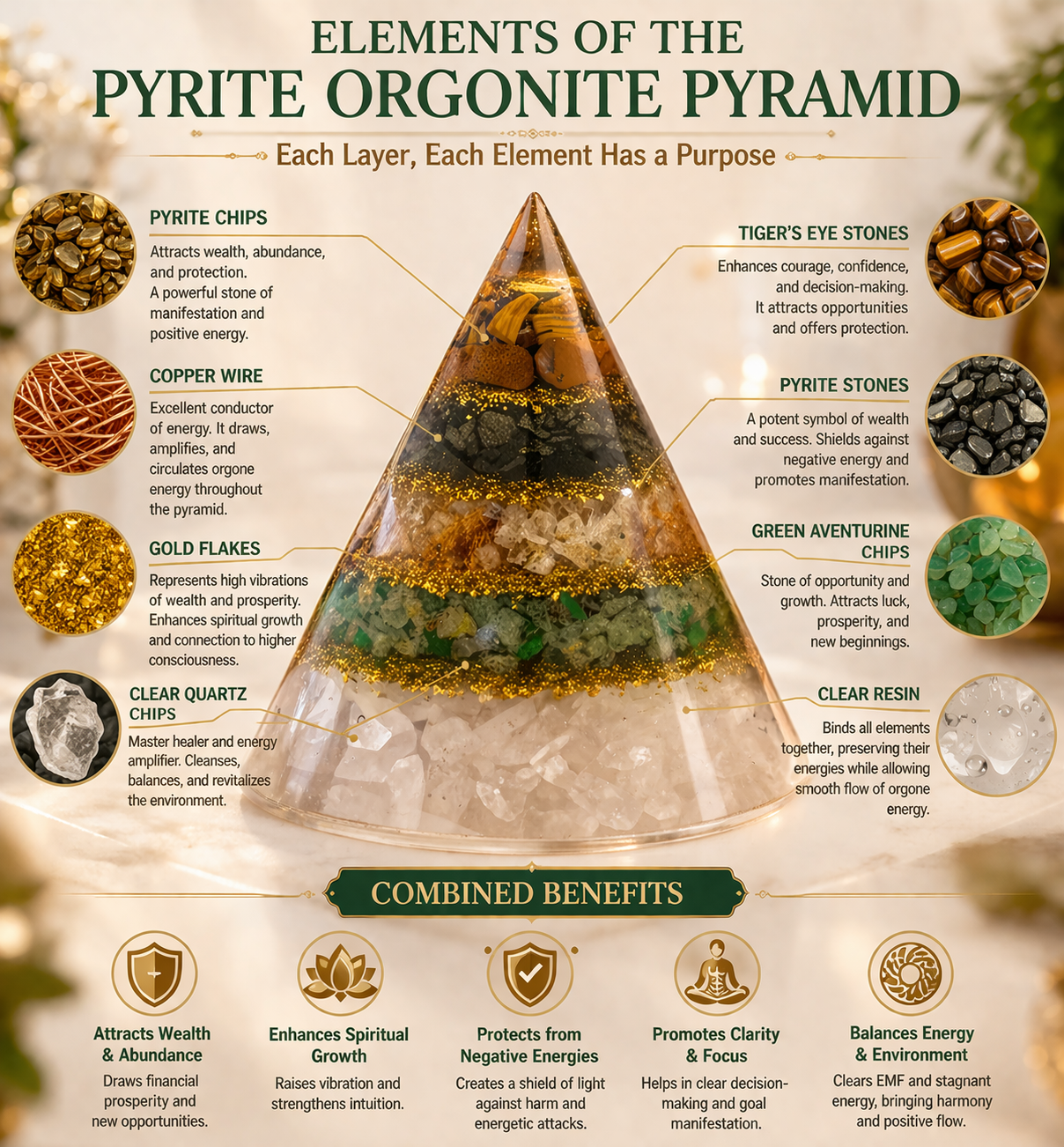 Conical Dhan Yog Pyramid With Selenite Base