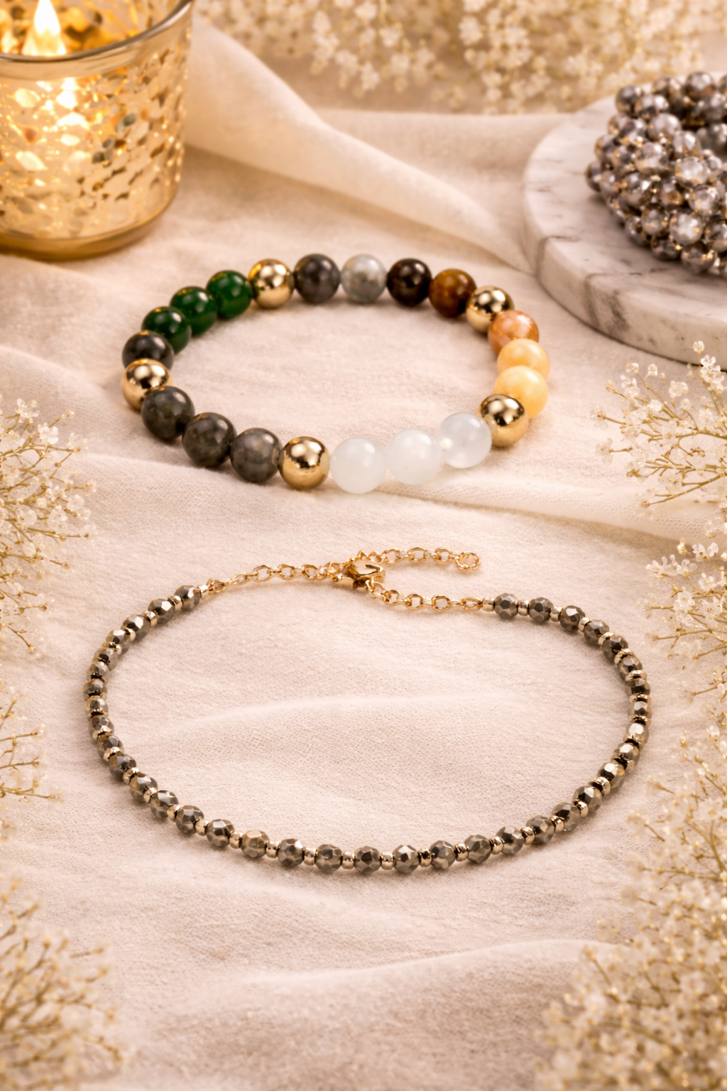Dhan Yog & Pyrite Anklet Combo