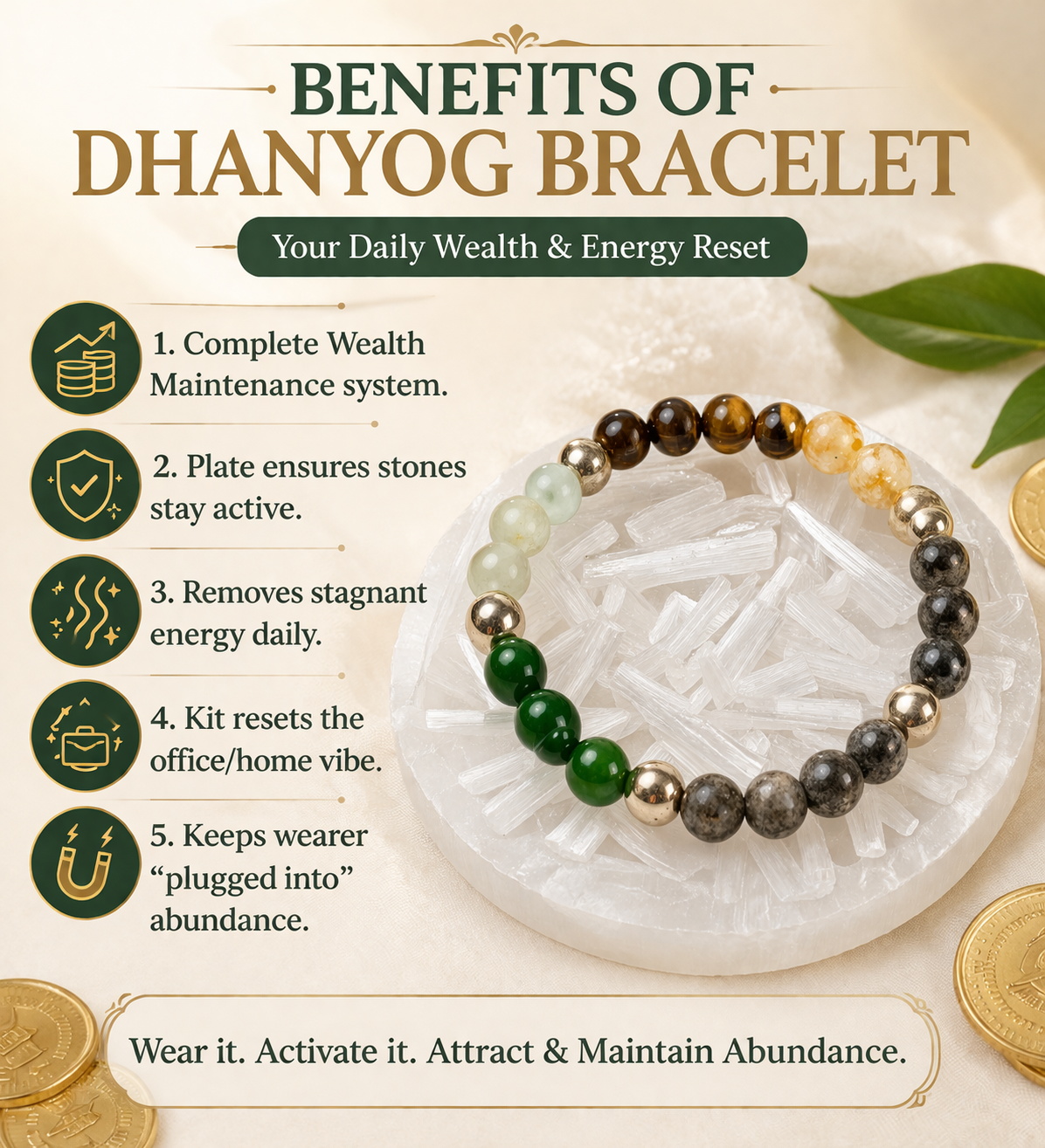 Dhan yog bracelet with Seleite Plate Raw