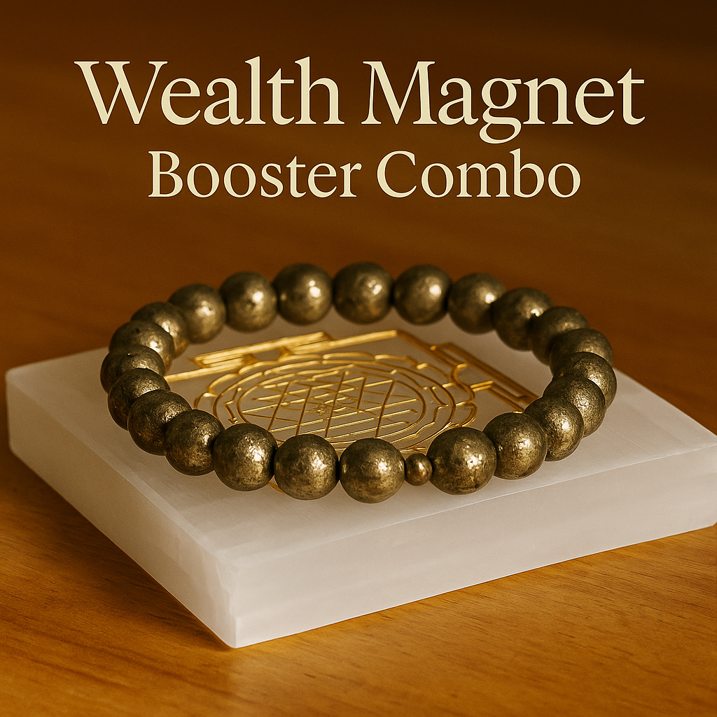 Wealth Magnet Pyrite Bracelet + Selenite charging plate ( 2 pc)