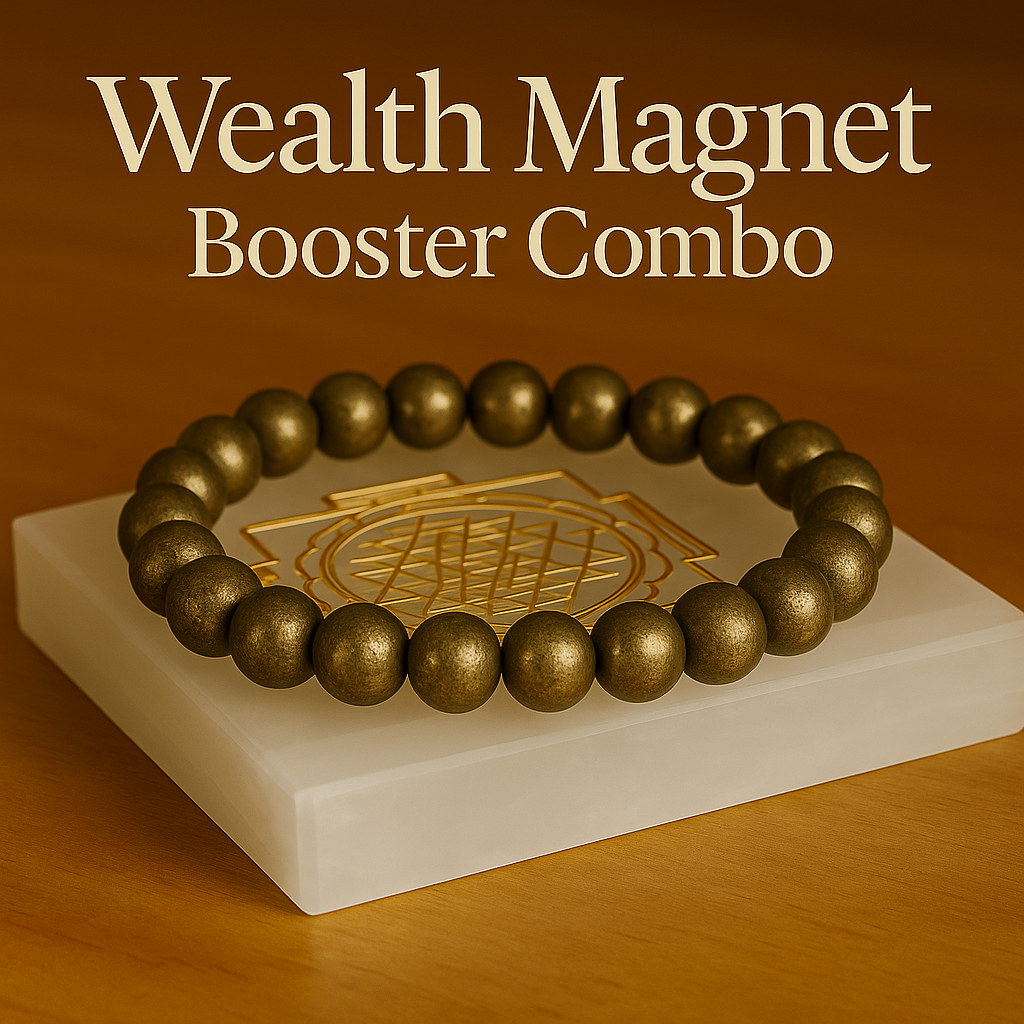 Wealth Magnet Pyrite Bracelet + Selenite charging plate ( 2 pc)