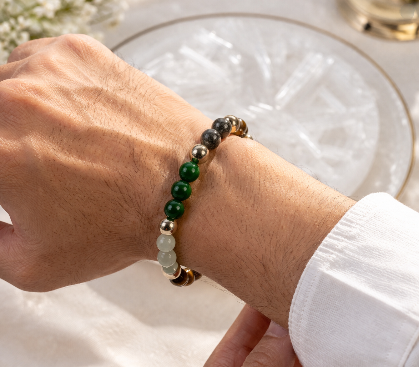 Dhan yog bracelet with Seleite Plate Raw