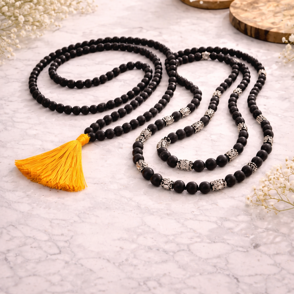 Karungali & Silver plated Mala Combo