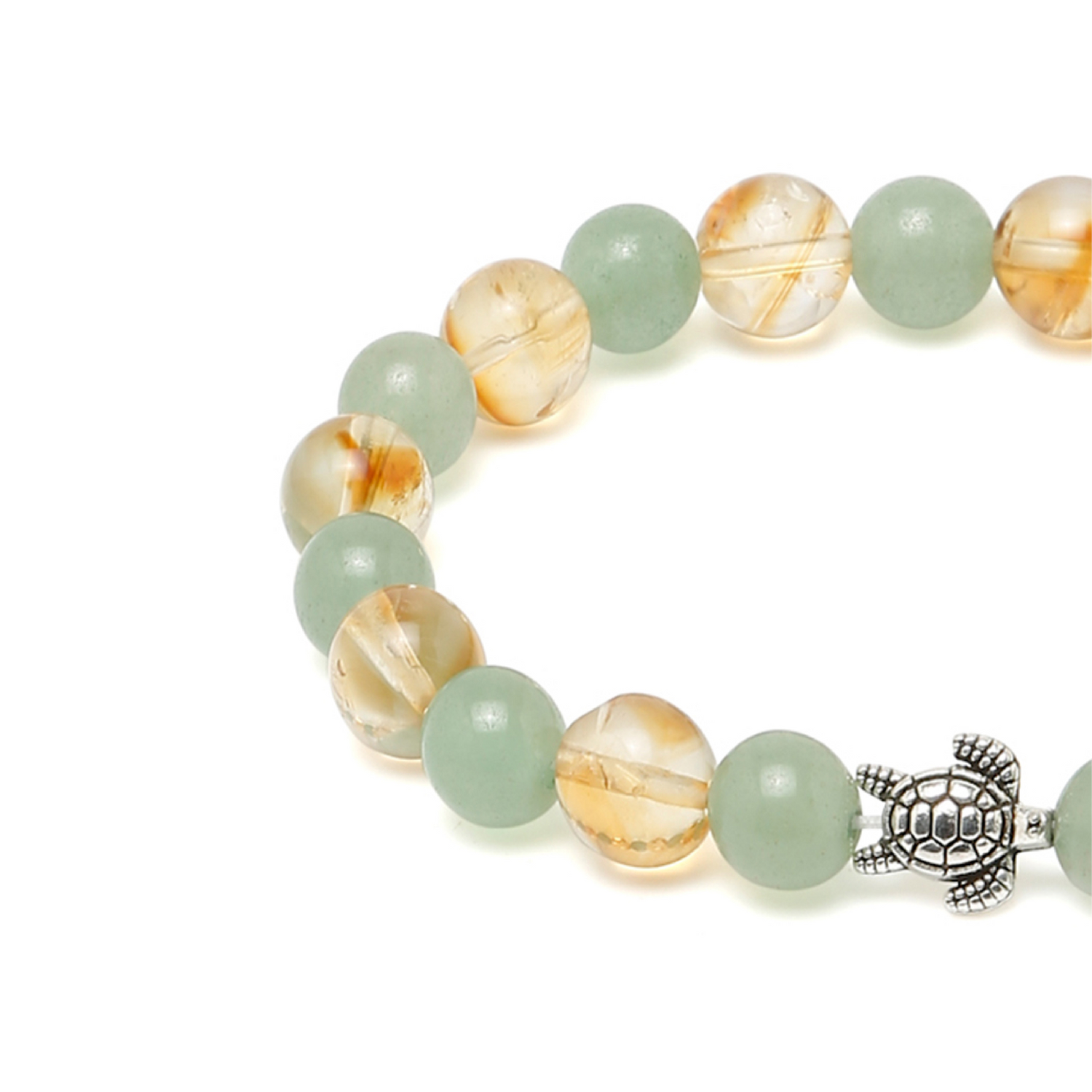 Fortune Flow Bracelet With Turtle Charm + Love and Healing Bracelet (2 pcs) | Green Aventurine and Citrine| Natural  | Energized|