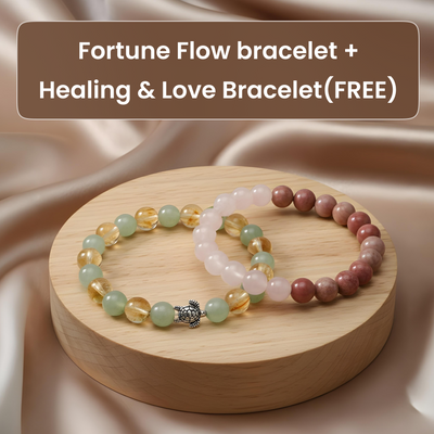 Fortune Flow Bracelet With Turtle Charm + Love and Healing Bracelet (2 pcs) | Green Aventurine and Citrine| Natural  | Energized|