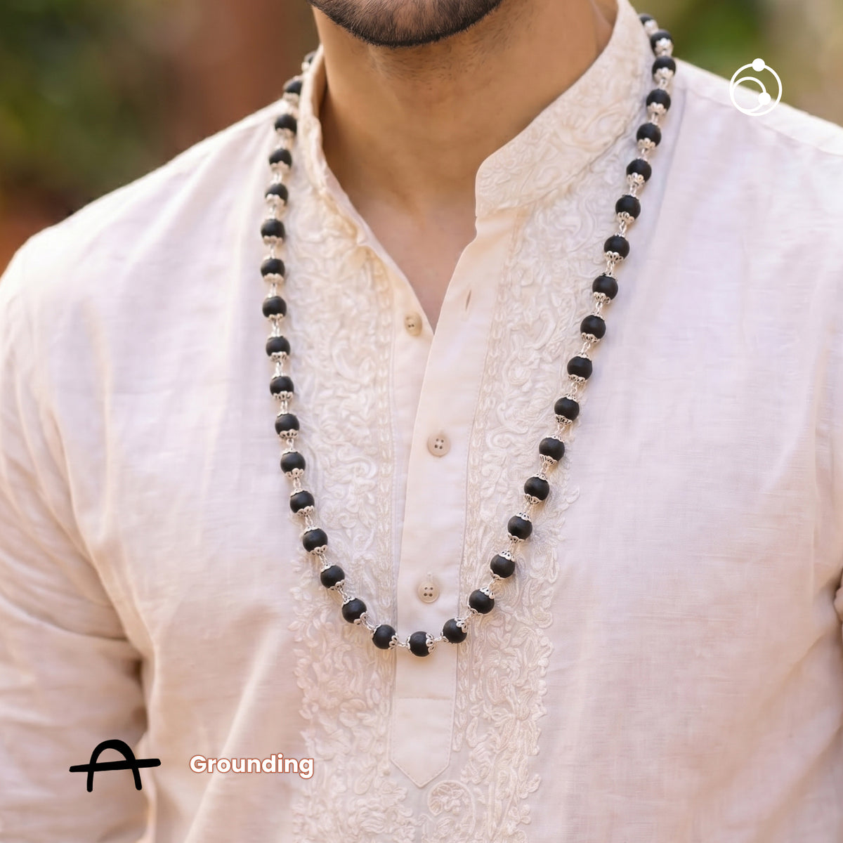 Silver Plated Eternal Karungali Mala - Natural Ebony Wood (Govt. Certified)