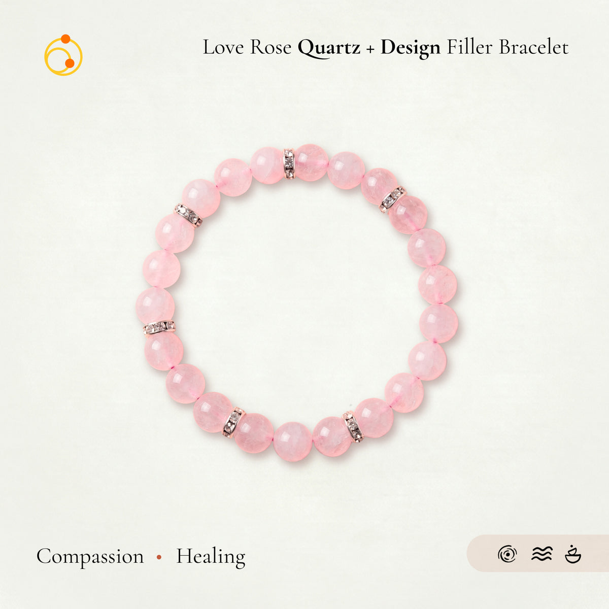 Love Rose Quartz Bracelet with Design Filler