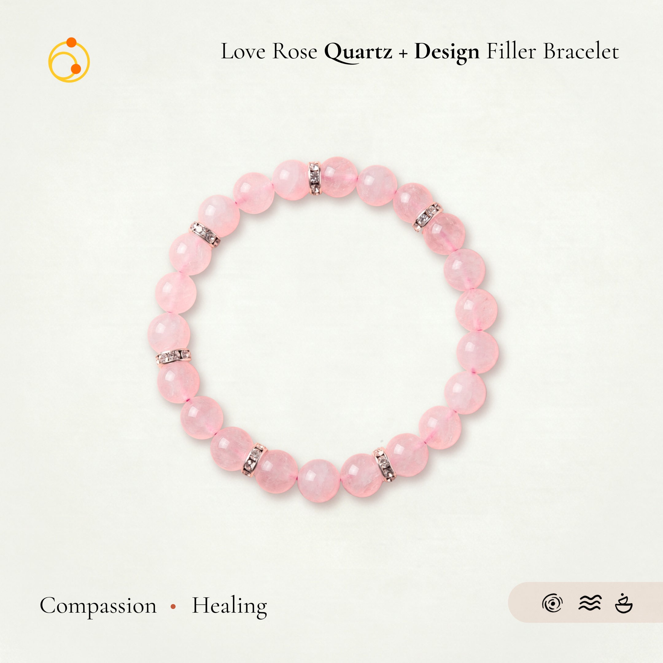 Love Rose Quartz Bracelet with Design Filler