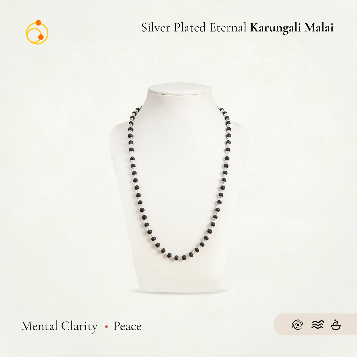 Silver Plated Eternal Karungali Mala - Natural Ebony Wood (Govt. Certified)