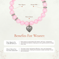 Rose Quartz Bracelet with Heart Charm