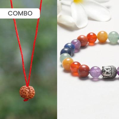Inner Radiance Ritual Combo |5-Mukhi Ruraksha + 7-Chakra bracelet | Natural | Energized