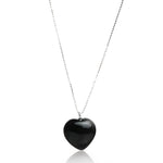 Black Onyx Heart Pendant with 925 Sterling Silver Neck Chain