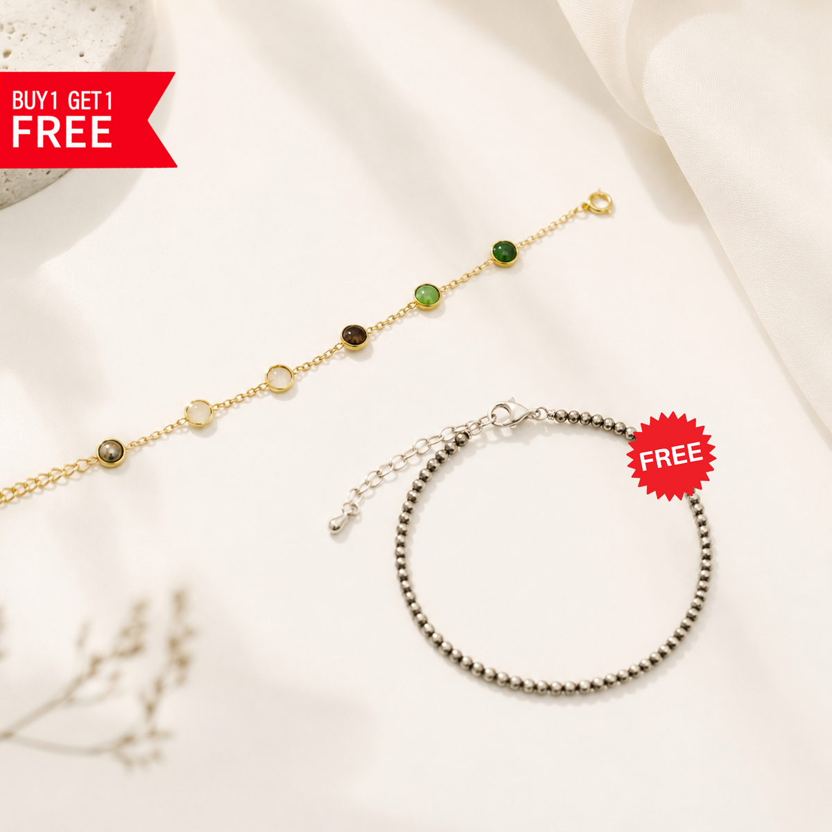 WOMEN'S DHAN YOG METAL BRACELET WITH FREE PYRITE ANKLET