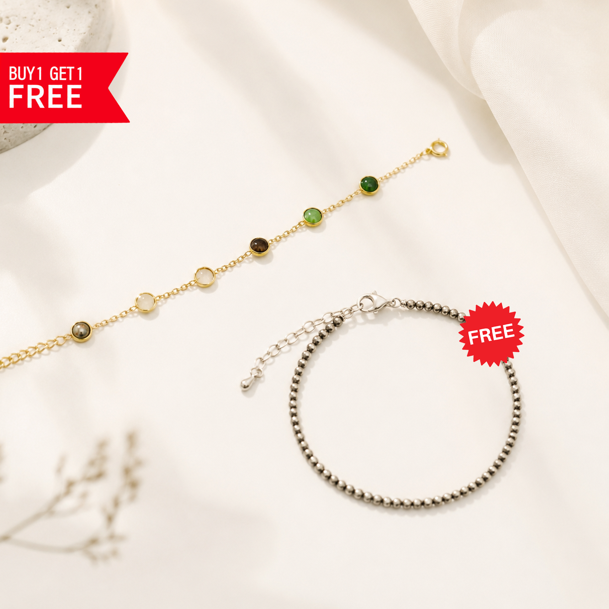 WOMEN'S DHAN YOG METAL BRACELET WITH FREE PYRITE ANKLET