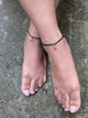 Black Thread Tribal Inspired Anklet With Carnelian Gemstone Charm